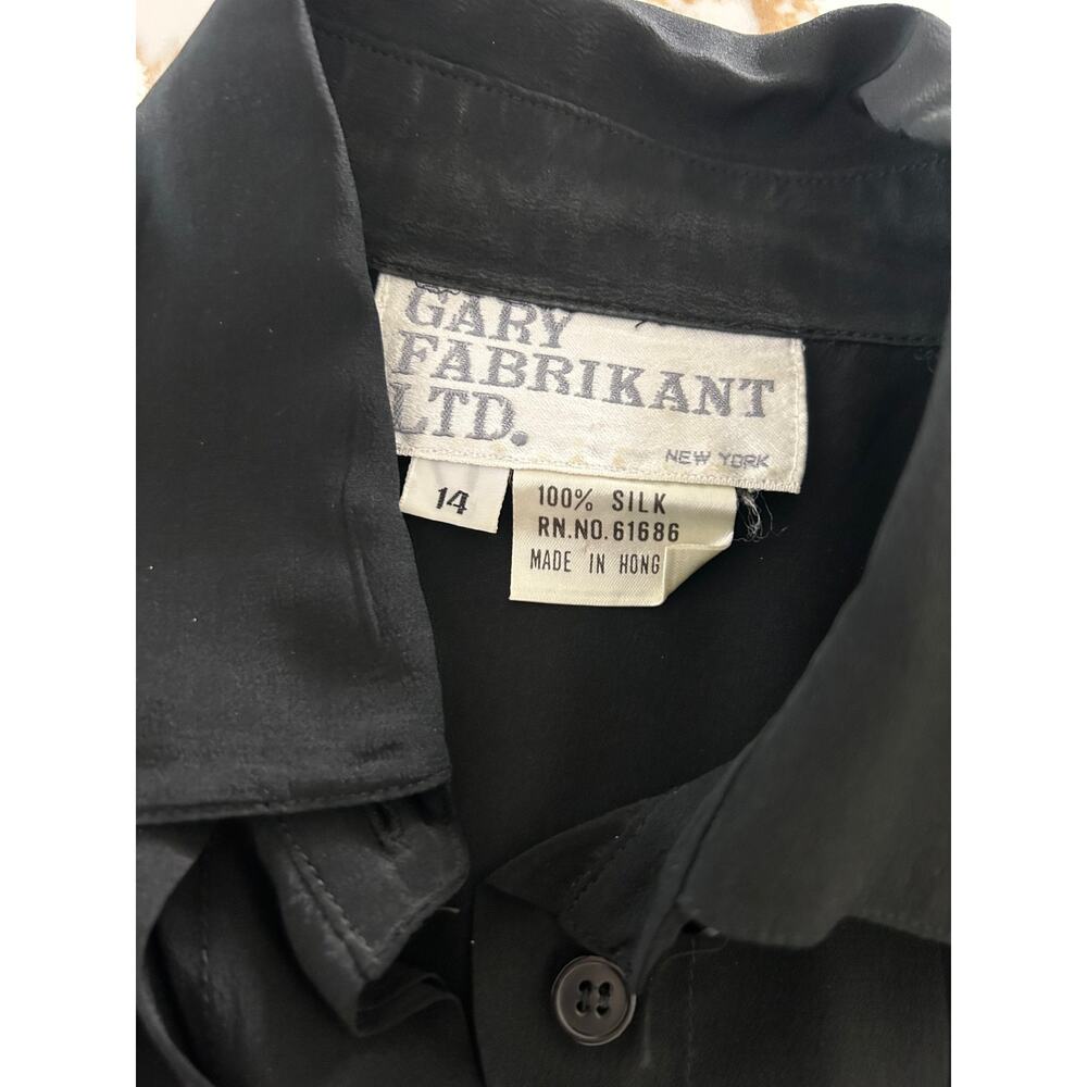 Gary Fabrikant Vintage Silk Shirt Womens SZ14 Black Beaded Western 80s 90s - Picture 8 of 8